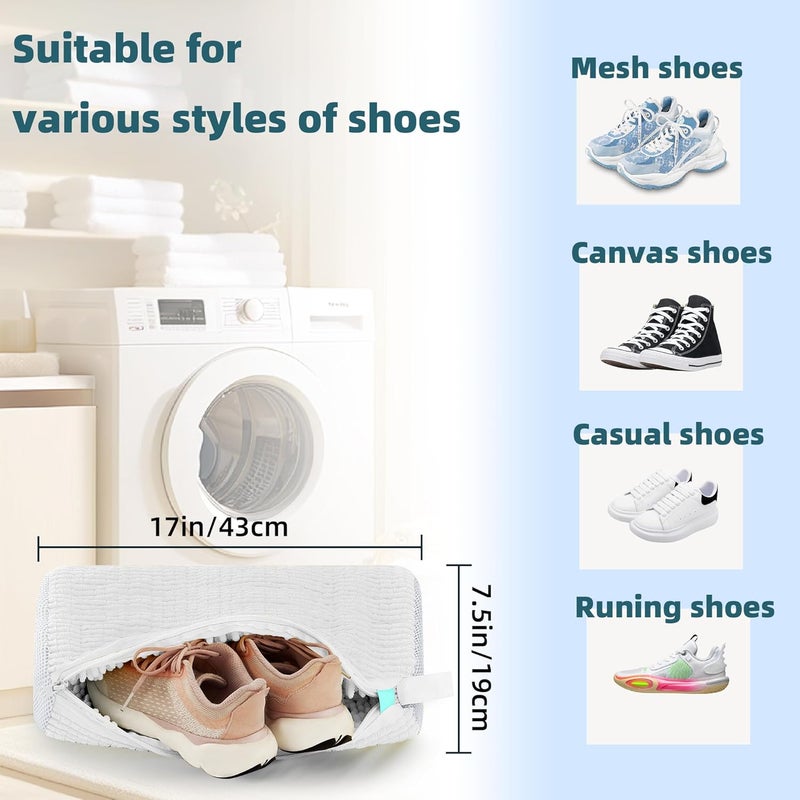 ngfhf Shoe Washing Machine Bag Laundry Shoe Bag for Washer and Dryer Reusable 2pc Shoe Cleaning Bags for Sneakers 360° Deep Cleaning Machine for All Shoes Types With Self-locking Zipper - Image 4